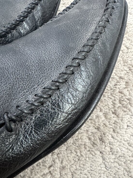 Giorgio Armani Mens Loafers Black Leather Sz 42 Slip On Italy Driving main image 10